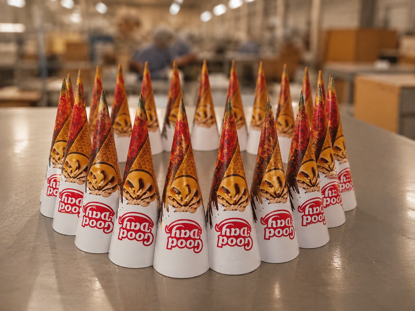 Customised printed sleeves for waffle cones